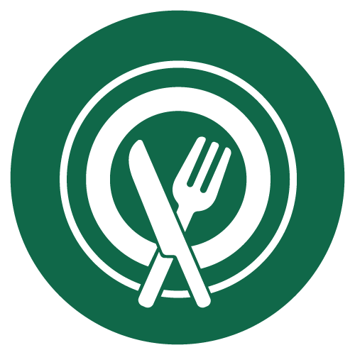 Icon of a fork and knife on a plate